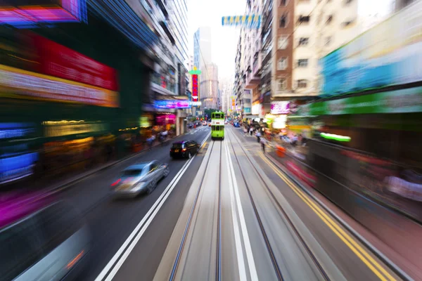 Traffic blur motions in modern city hong kong street