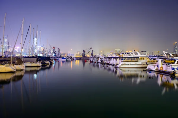 Yacht harbor at night