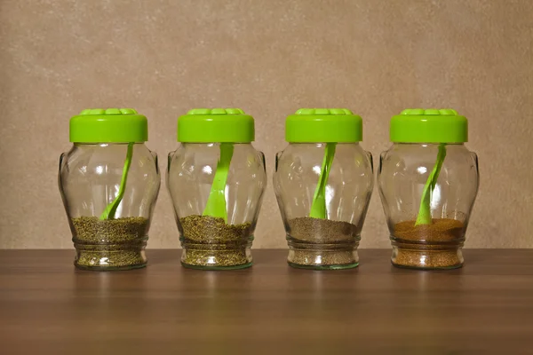 Kitchen jars of spices