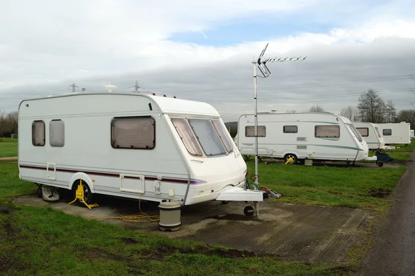 Group of white caravans