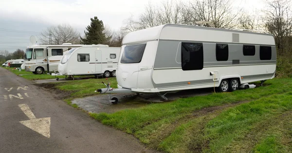 Group of white caravans