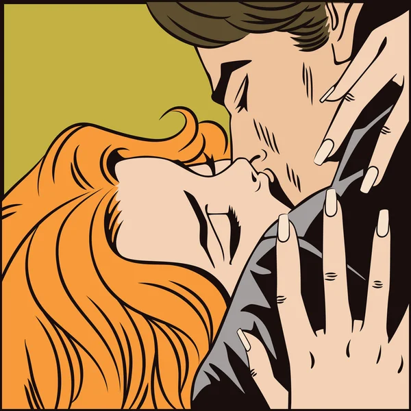 People in retro style pop art. Kissing couple