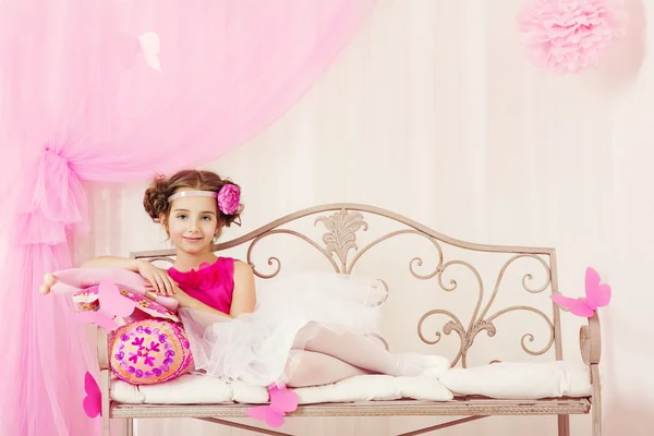 Fashion Kid, Little Girl Portrait, Child in Pink Dress