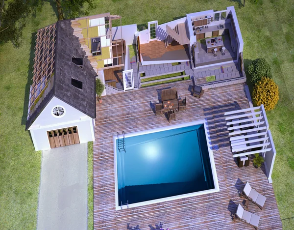 Aerial view of a section luxurious house