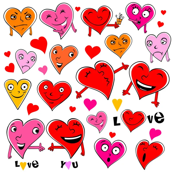 Funny cartoon hearts.