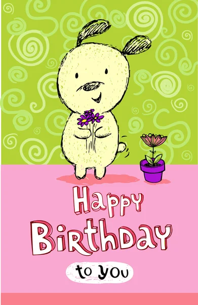 Birthday greeting card with cute puppy