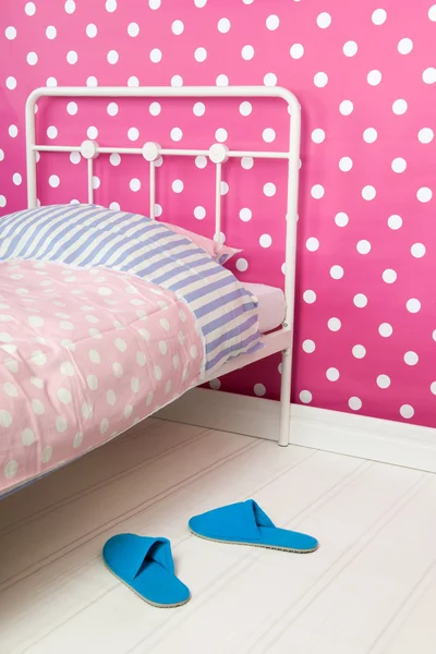 Pink and blue bedroom