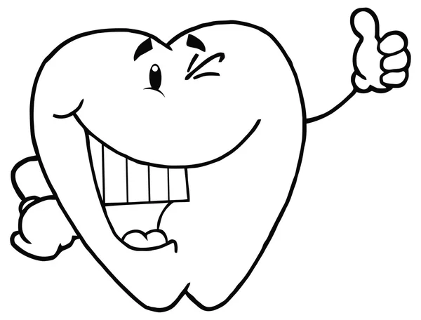 Cartoon tooth with thumb up
