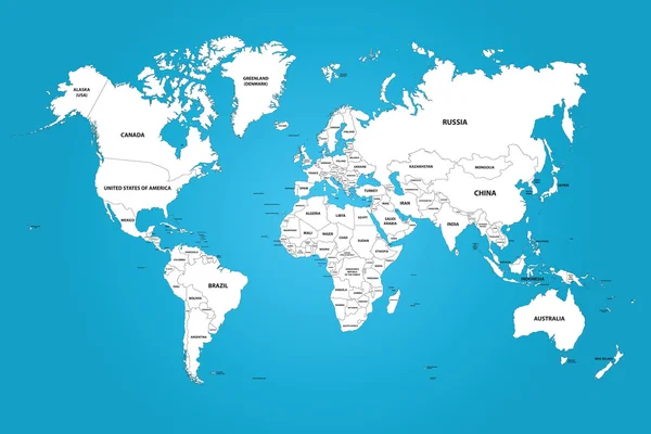 The World Map with The Frontiers and Country Names