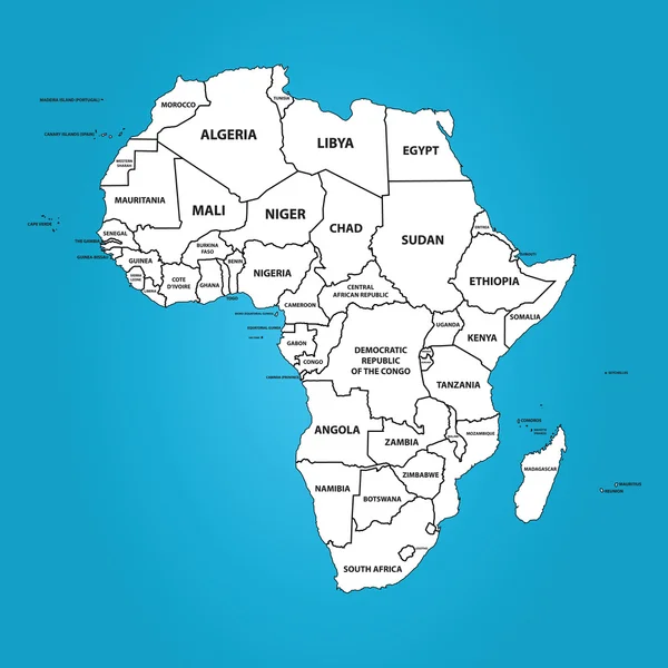 Africa (Map with The Frontiers and Country Names)