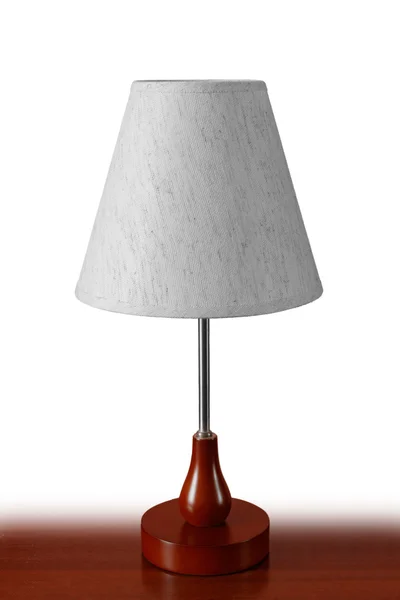 table lamp on wooden table. white background