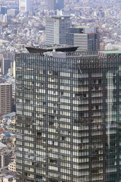 Looking to the new modern tower in center of Tokyo, Japan