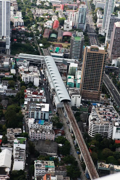 Bird eye view of highways in Bangkok City