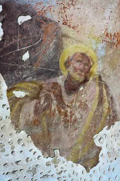 Old mural painting in the ruins of the church