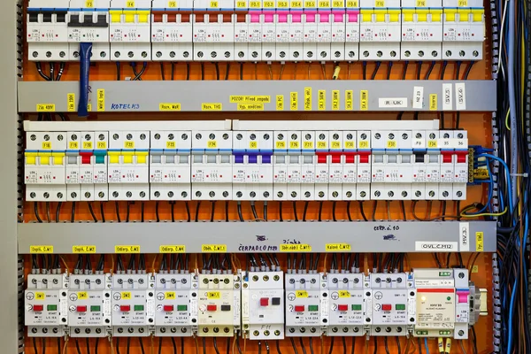 Control panel with static energy meters and circuit-breakers (fuse)