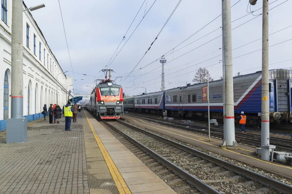 Vladimir, Russia - November 11.2016. The train arrives at  station