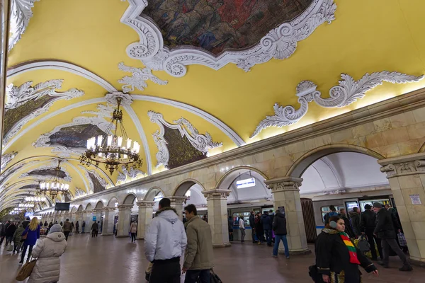 Metro station Komsomolskaya  in Moscow, Russia. Metro station Komsomolskaya is a great monument of the Soviet era.