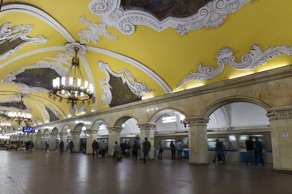 MOSCOW   metro station Komsomolskaya, Russia. Metro station Komsomolskaya is a great monument of the Soviet era.