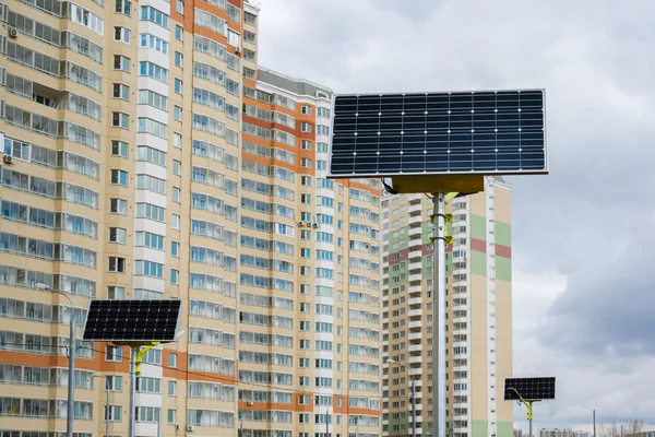 Street lamp powered by solar batteries