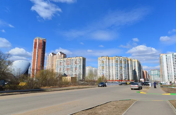 KRASNOGORSK, RUSSIA - APRIL 22,2015: Krasnogorsk is city and center of Krasnogorsky District in Moscow Oblast located on Moskva River. Area of residential development is about 2 million square feet