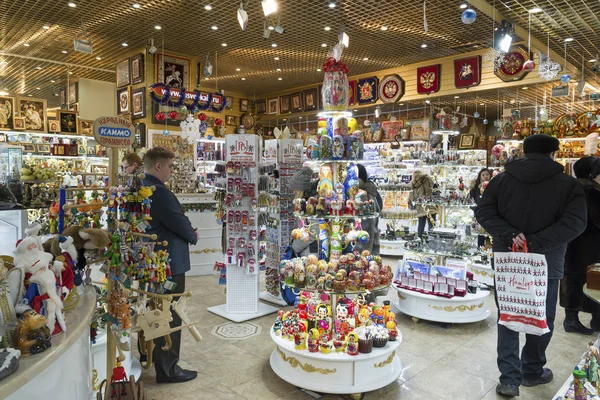 Moscow, Russia - January 10 2015. The interior of  souvenir shop in  shopping center at Central Childrens Store