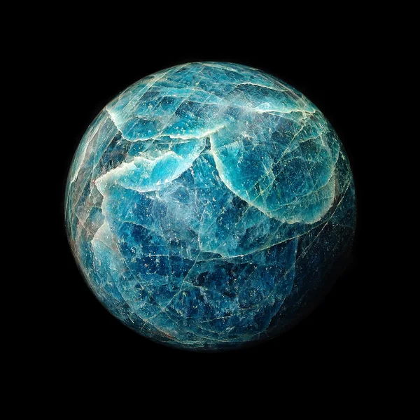 Apatite sphere on black background