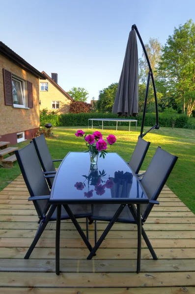 Garden furniture in summer season