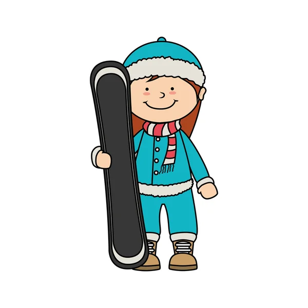 Snowboard girl child kid sport winter vector graphic icon