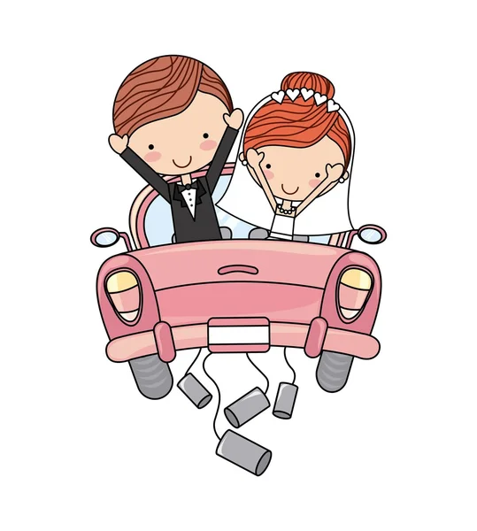 Just married couple car isolated