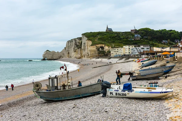 View of the beach and fishing boats