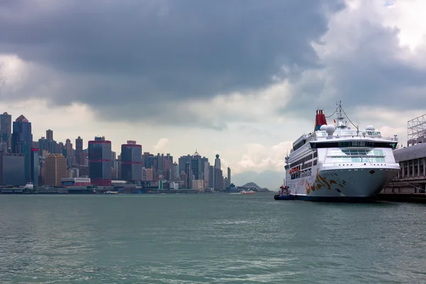 Cruise ship on Victoria harbor in Hong Kong