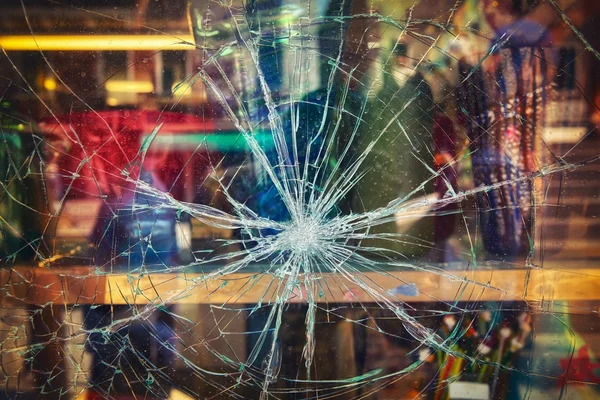 Broken shop window