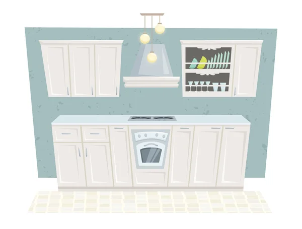 Witte klassieke stijl keuken — stockvector © arkela #94306668