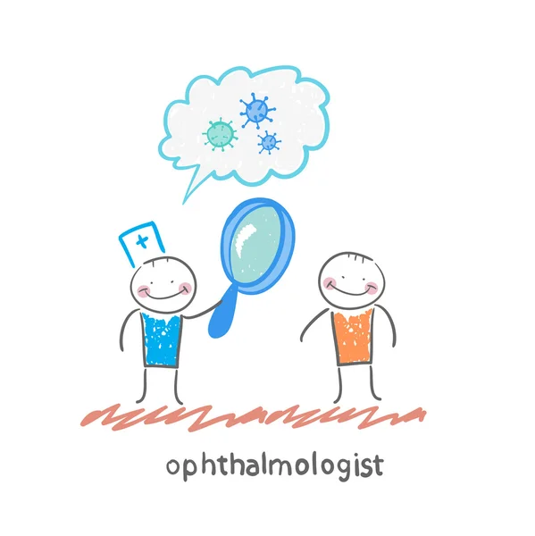 Ophthalmologist tells the patient about bacteria