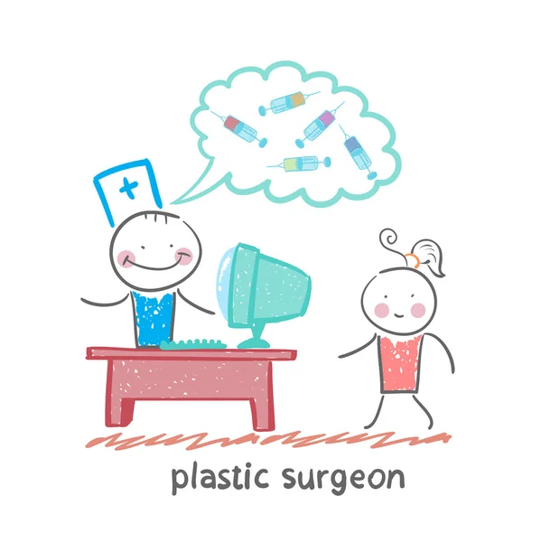 Plastic surgeon at the computer