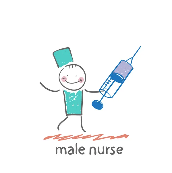 Male nurse with a syringe