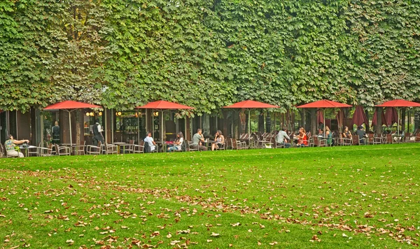 Cafe terrace in Tuileries Garden of Paris