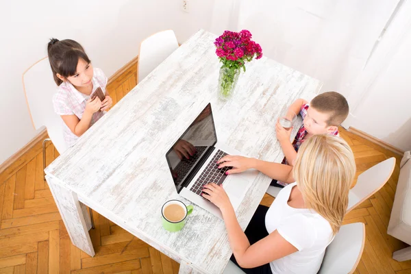 Mom working at home