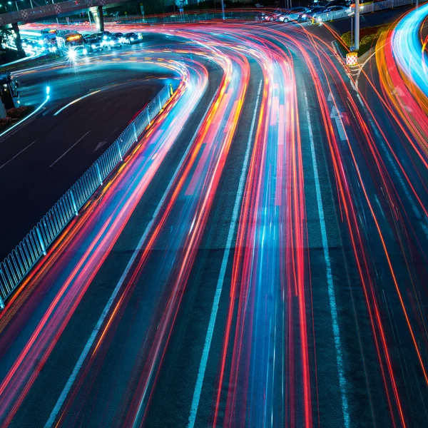 The car light trails in the city