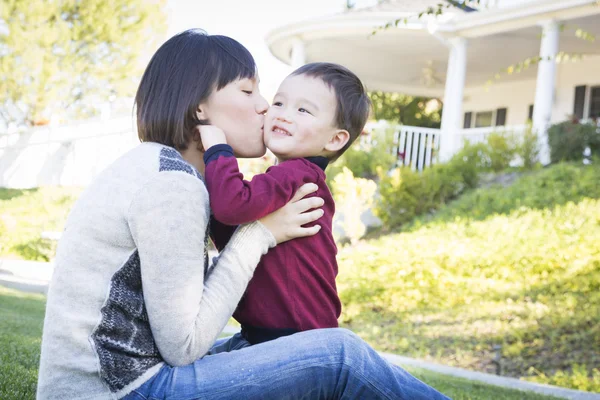 Chinese Mother Having Fun with Her Mixed Race Baby Son