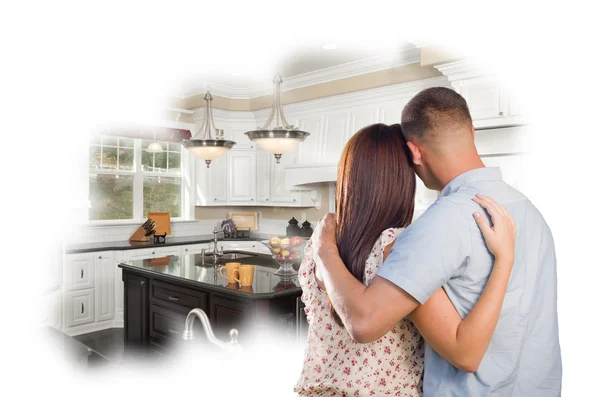 Daydreaming Young Military Couple Over Custom Kitchen Photo Thou