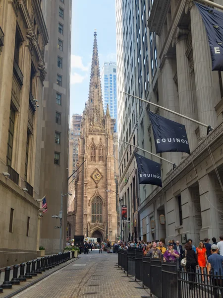 Wall Street and Trinity Church in New York City