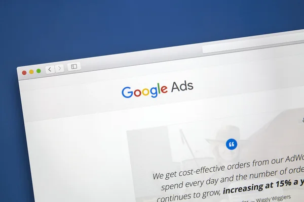 Google Adwords website on a computer screen.