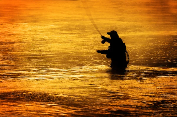 Person Fishing Man Silhouette Sunrise River Lake Mist