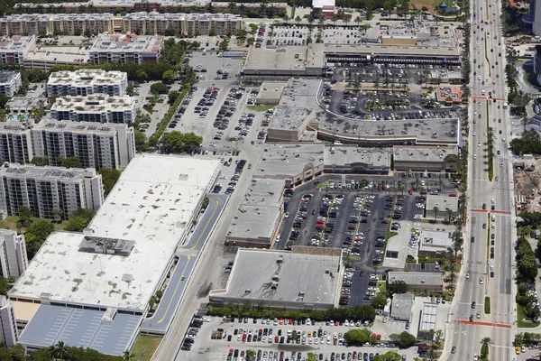 Aerial image of a shopping center