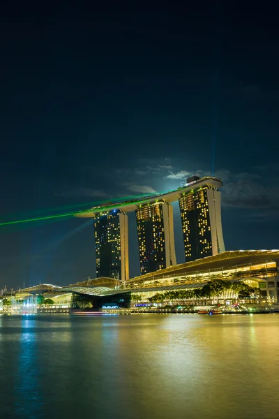 Marina Bay Sands at night during Light and Water Show \'Wonder F