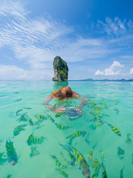 Woman swimming with snorkel, Andaman Sea