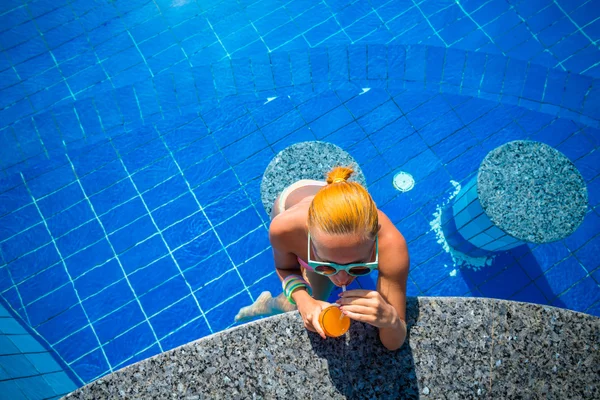 Girl in pool bar