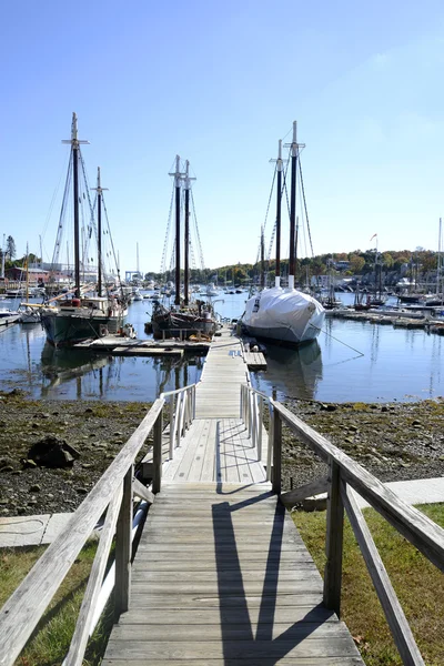 Long wood dock by harbor