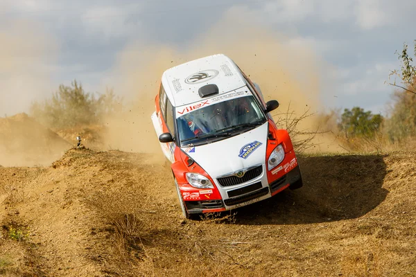 Rally car in motion